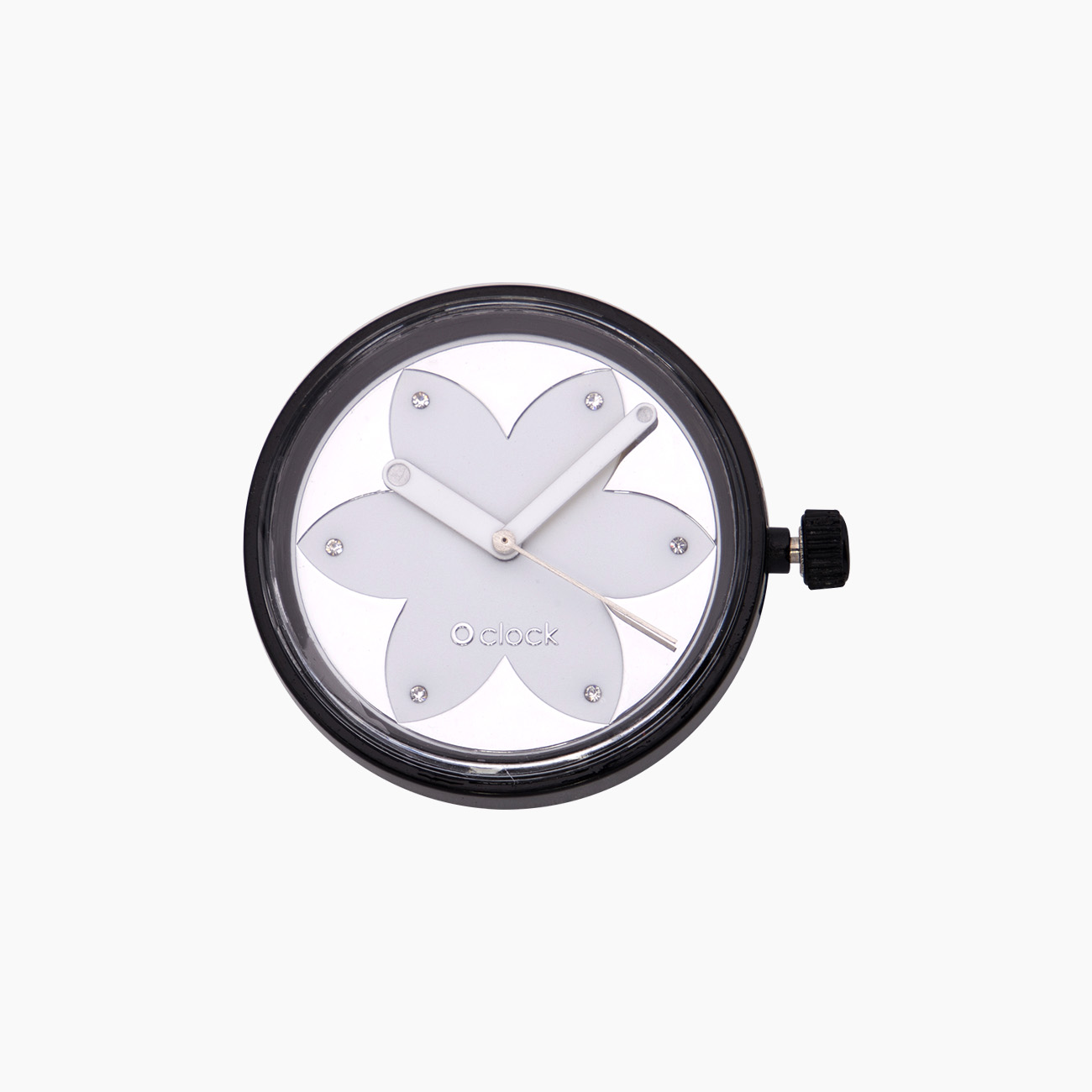 Meccanismo metal ﬂower argento O clock